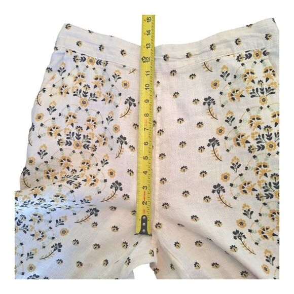 Joie 100% Linen Floral Wide Leg Pant Large Lagenlook Boho Hippie Coastal Pull On - Picture 12 of 16